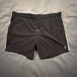Hugo Boss Board Shorts Mens Large Stripe Black Drawstring Beach Swimwear Trunks
